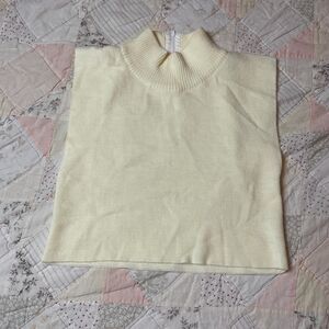 national vintage white mock neck crop top with zip up neckline medium